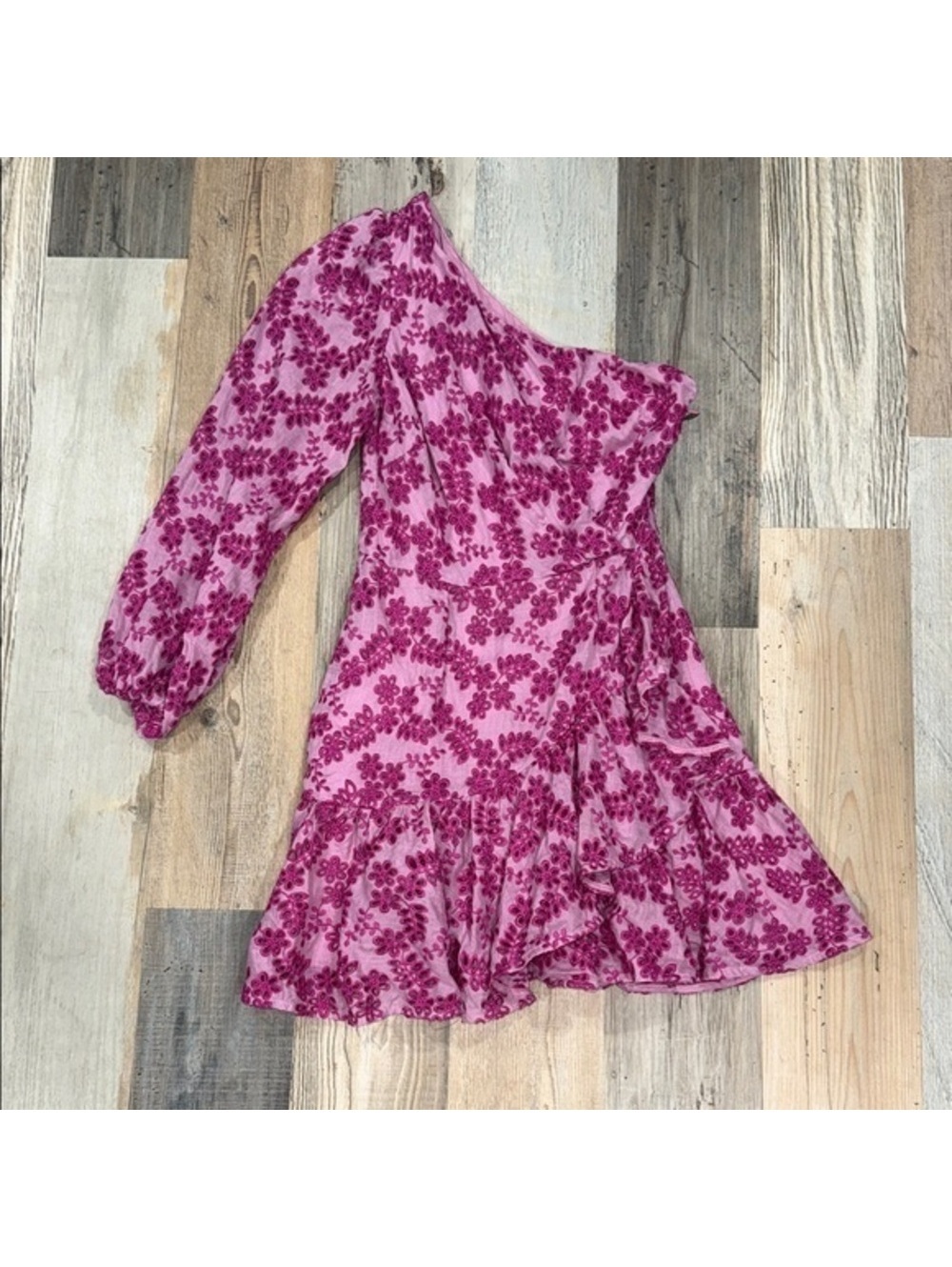 Purple Eyelet one shoulder Dress